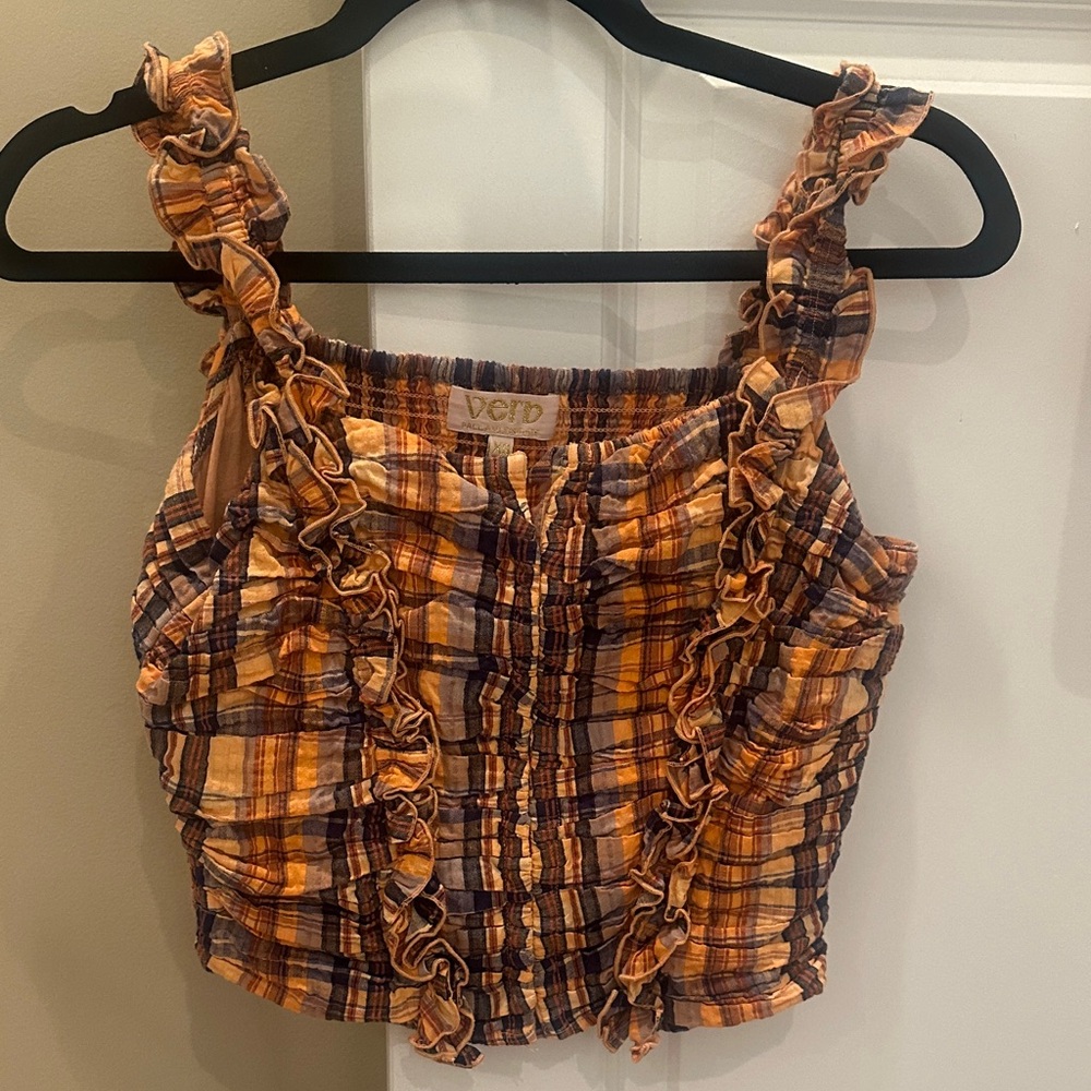 Vera Women's Plaid Ruffle Crop Top